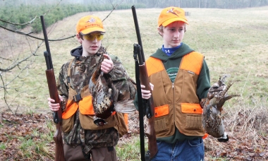 Boys pheasant hunt
