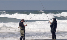 Two surf perch anglers