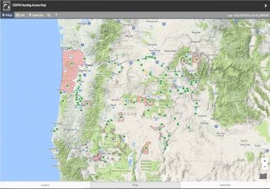 Screenshot of Oregon Hunting Access Map