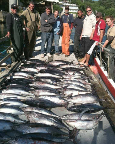 A load of fish and happy anglers from a commercial charter