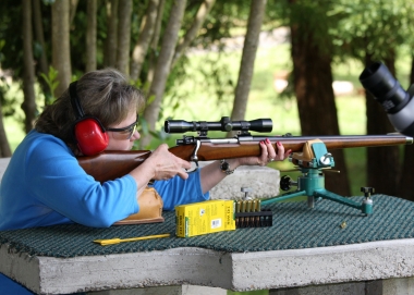rifle shooter practicing at the range