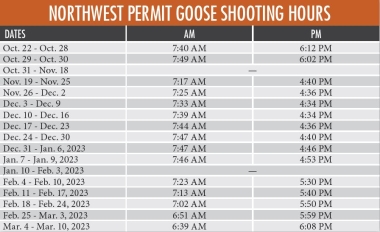 2022-23 NW Goose shooting hours