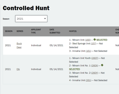 ELS controlled hunt screen