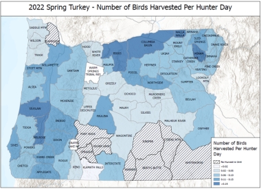 2022 Spring Turkey Harvested Per Hunter Day