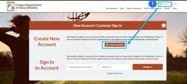 Screen shot showing how to create a new account