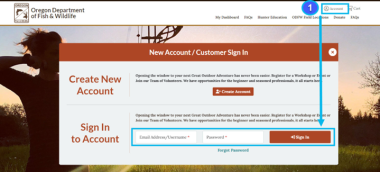Screen shot of create an account page in VEM system