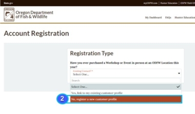 Screen shot of VEM account registration page