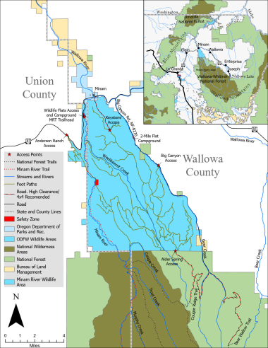 Minam River Wildlife Area Features and Ownership Map with Camping Update April 2026
