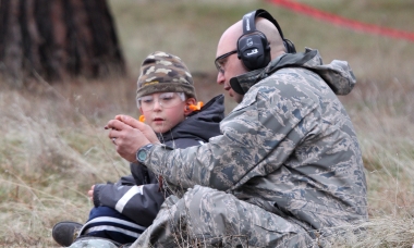 Hunting instructor with a young student