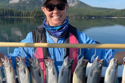 Successful kokanee angler shows off her catch