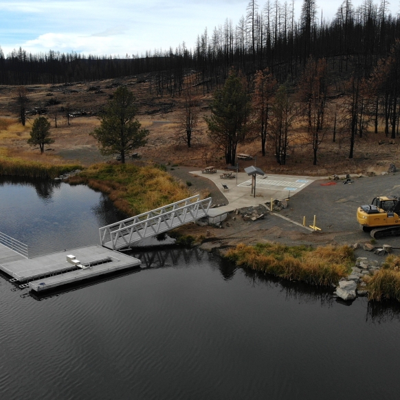 Aerial Yellowjacket Lake After Construction Fish Dock ADA boat launch